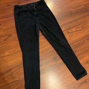 Black Womens American Eagles Distressed Thigh Jeans 14